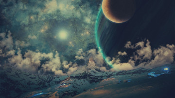 Картинка 3д+графика атмосфера настроение+ atmosphere+ +mood+ планеты вселенная галактика звезды