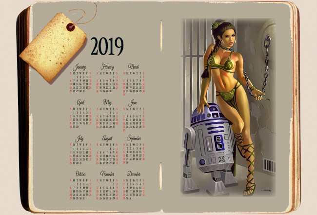 Обои картинки фото календари, фэнтези, 2019, calendar, книга, женщина, девушка, цепь, робот