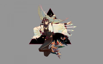 Картинка фэнтези маги +волшебники стрелец парень стрелы цветы голубь треугольник