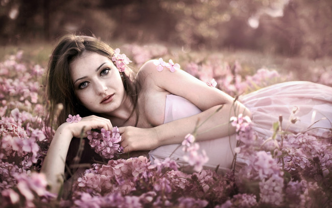 Обои картинки фото -Unsort Брюнетки Шатенки, девушки, unsort, брюнетки, шатенки, цветы