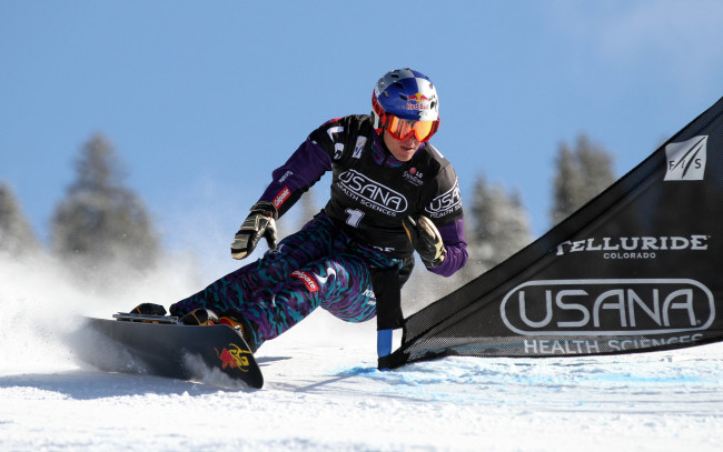 Обои картинки фото julia, dujmovits, спорт, сноуборд, слалом, вираж