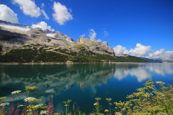 Картинка lago fedaia italy природа реки озера горы отражение озеро италия