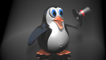 Картинка 3д графика humor юмор шляпа пингвин