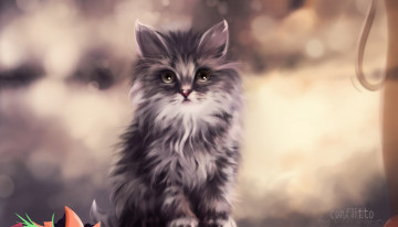 Картинка рисованные животные коты котёнок
