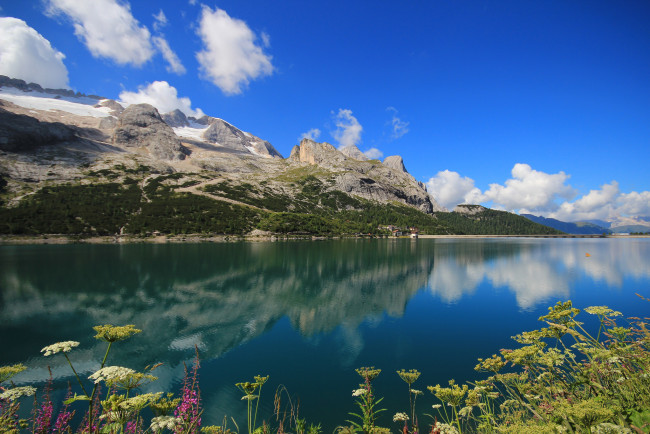 Обои картинки фото lago, fedaia, italy, природа, реки, озера, горы, отражение, озеро, италия