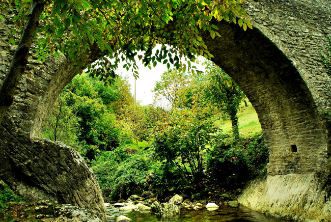 Обои картинки фото ponte, romano, природа, реки, озера, лес, лето, арка, ручей