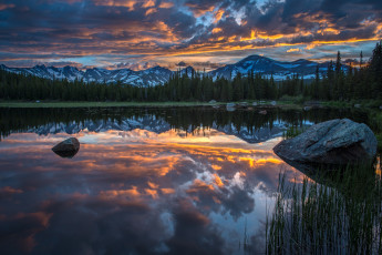Картинка природа реки озера red rock lake indian peaks национальный парк роки-маунтин колорадо сша вечер закат