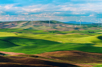Картинка природа поля вэу штат сша ветрогенераторы ветряные электростанции вашингтон