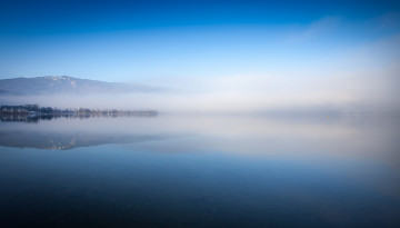 Картинка природа реки озера анси озеро франция небо туман утро