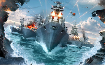 обоя world of warships, видео игры, корабли