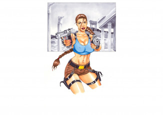 Картинка рисованное комиксы пистолет девушка фон взгляд