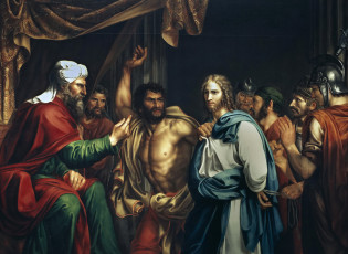 Картинка рисованное живопись иисус в доме каифы хосе мадрасо мифология картина