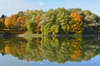 Картинка природа реки озера октябрь золотая осень деревья вода пейзаж отражение