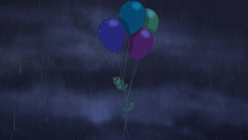 Картинка мультфильмы the+princess+and+the+frog полет лягушка воздушный шар дождь