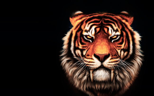 Обои картинки фото рисованное, животные,  тигры, тигр, фентези, арт, большая, кошка, вожак, старейший