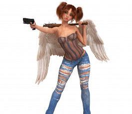Картинка 3д+графика ангел+ angel взгляд фон девушка