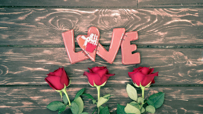 Обои картинки фото праздничные, день святого валентина,  сердечки,  любовь, розы, надпись