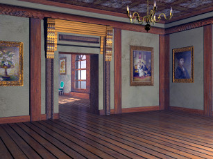 Картинка 3д графика realism реализм комната картины