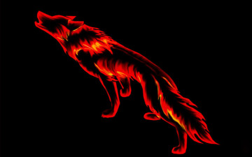 Картинка 3д графика animals животные волк огонь