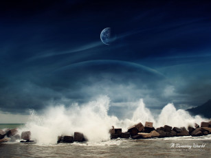 Картинка разное компьютерный дизайн планета брызги волны море