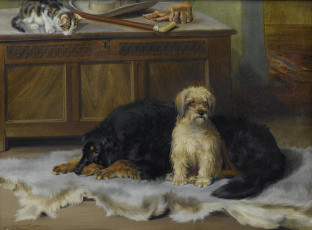 Картинка рисованные william henry hamilton trood собаки и кошка