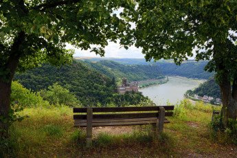 Картинка германия санкт гоарсхаузен природа пейзажи река скамейка