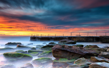 Картинка beautiful sky природа побережье набережная камни тучи вечер море