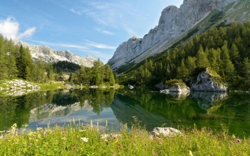 Картинка double triglav lake slovenia природа реки озера словения озеро пейзаж