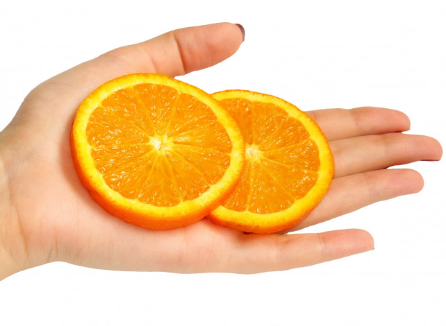 Обои картинки фото еда, цитрусы, рука, апельсин
