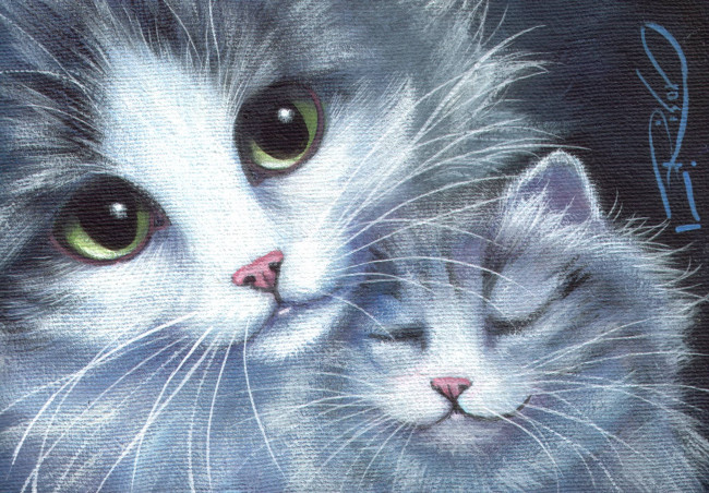 Обои картинки фото рисованные, животные, коты, кошки