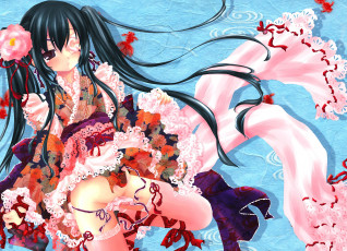 Картинка аниме gintama цветы брюнетка девушка