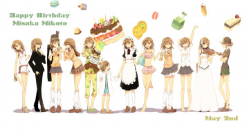 Картинка аниме to+aru+kagaku+no+railgun девушка белый фон торт шатенка