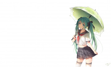 Картинка аниме vocaloid hatsune miku девушка вокалоид tidsean форма школьница зонт бант