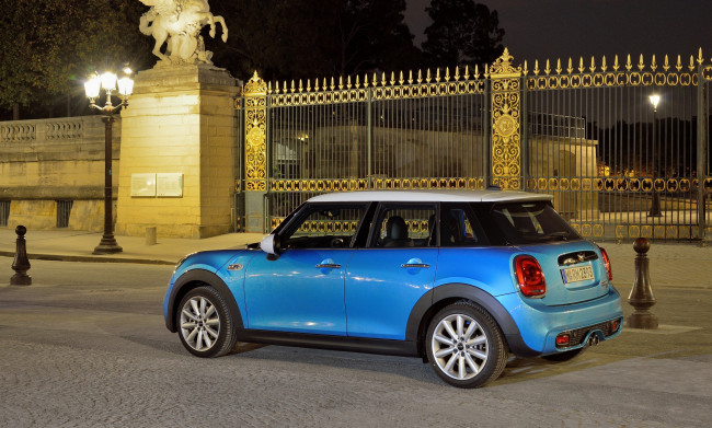 Обои картинки фото автомобили, mini, синий, 2014г, f56, sd, 5-door, cooper