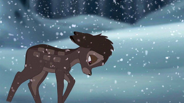 Картинка мультфильмы bambi+2 снег олененок детеныш зима