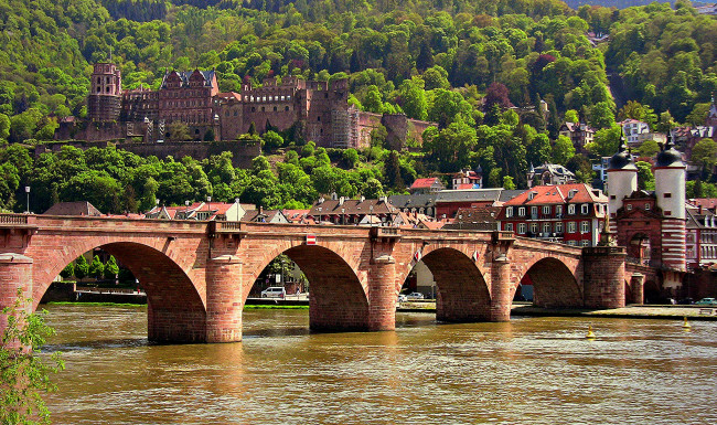 Обои картинки фото germany,  heidelberg, города, - мосты, мост, река