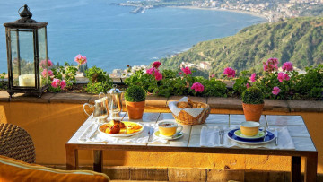 Картинка еда сервировка стол панорама завтрак