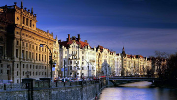 Картинка города прага+ Чехия мост влтава река