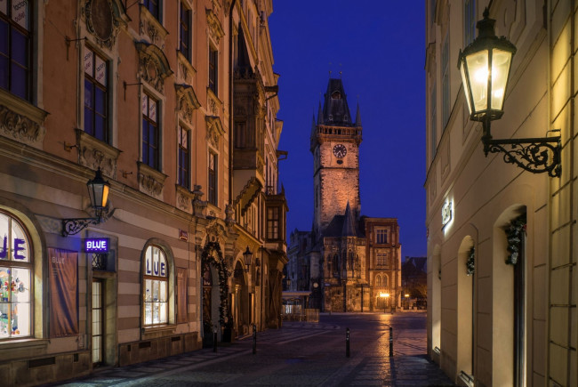 Обои картинки фото города, прага , Чехия, улица, башня