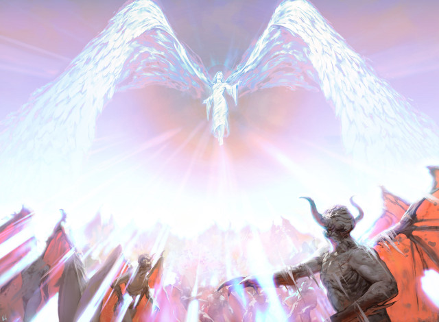 Обои картинки фото видео игры, magic,  the gathering - amonkhet, крылья, фон, девушка, демон