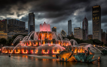 Картинка buckingham+fountain города чикаго+ сша buckingham fountain