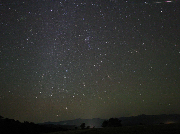 Обои картинки фото метеоры, из, потока, орионид, космос, звезды, созвездия
