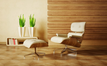 Картинка 3д графика realism реализм кресло интерьер комната квартира дизайн растения стиль