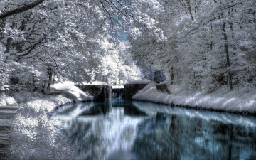 Картинка зимний парк природа зима канал