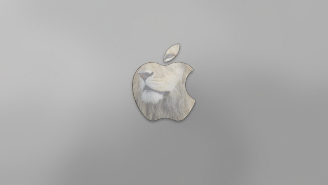 Обои картинки фото компьютеры, apple, яблоко, лев, серый, логотип