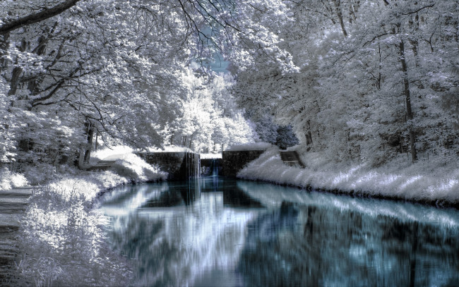 Обои картинки фото зимний, парк, природа, зима, канал
