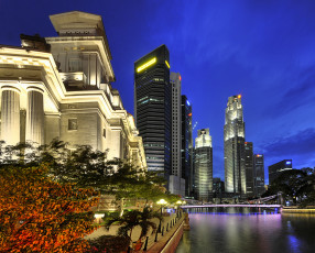обоя города, сингапур, ночь