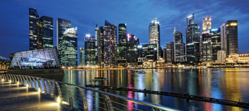 обоя города, сингапур, огни, ночного