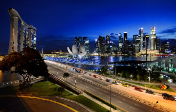 обоя города, сингапур, огни, ночь