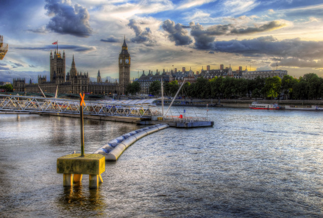 Обои картинки фото города, лондон, великобритания, темза, hdr